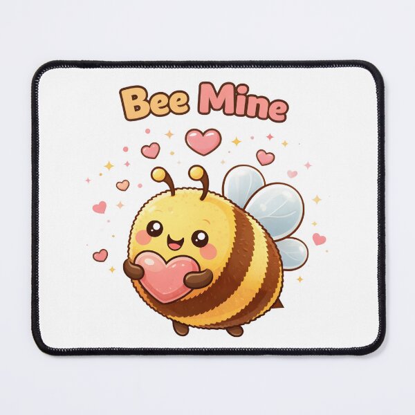 Item preview, Cute Bee Holding Heart with Bee Mine Valentine Pun. designed and sold by The-T-In-Retro.