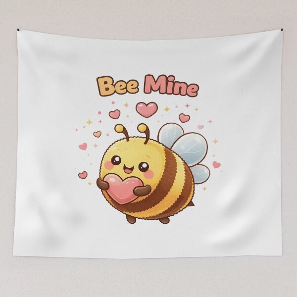 Item preview, Cute Bee Holding Heart with Bee Mine Valentine Pun. designed and sold by The-T-In-Retro.