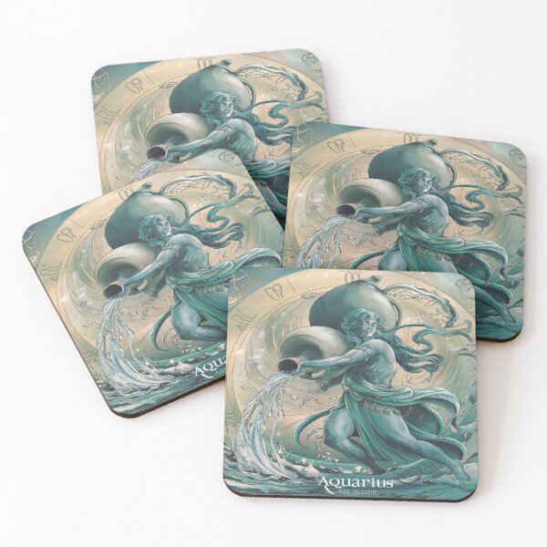Item preview, Aquarius Air Sign | Zodiac Wheel Water Bearer Art designed and sold by Midnight Veil Designs.
