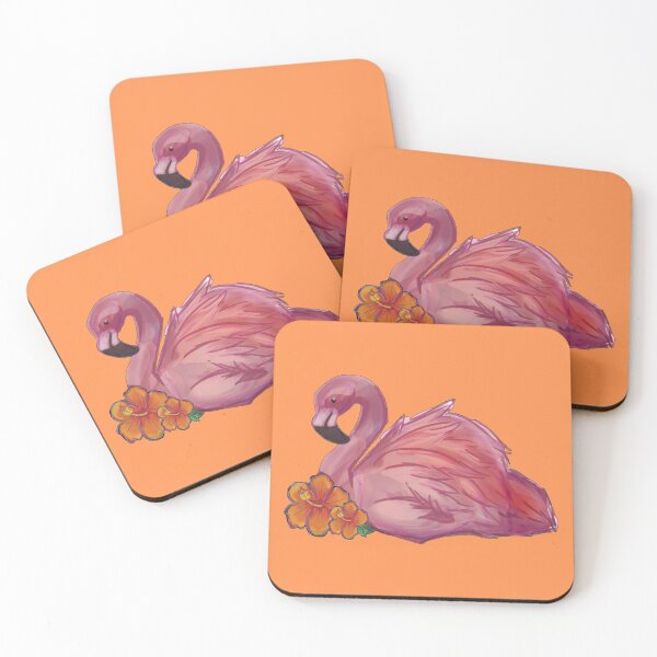 Item preview, Pink Flamingo with Orange Flowers designed and sold by arrowofthyme.