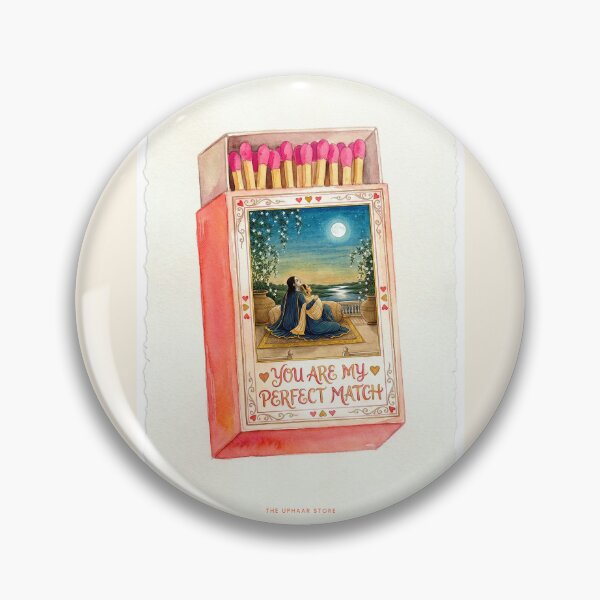 Item preview, You Are My Perfect Match – Traditional Indian Lovers Moonlight Matchbox Illustration designed and sold by The Uphaar Store.