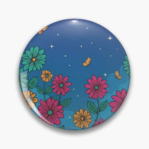 Item preview, Retro Whimsical Meadow: Night Garden with Flowers & Butterflies designed and sold by Far Out Goods.