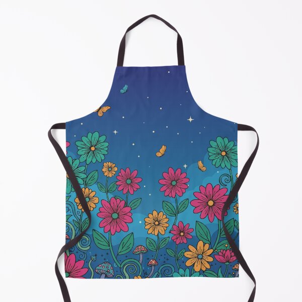 Item preview, Retro Whimsical Meadow: Night Garden with Flowers & Butterflies designed and sold by Far Out Goods.