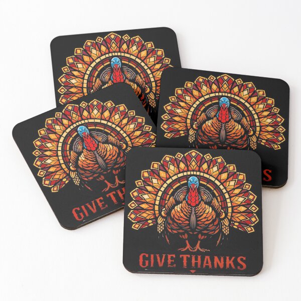 Item preview, Stained Glass Turkey Give Thanks - Thanksgiving Autumn Mosaic Art designed and sold by LSphere Art.
