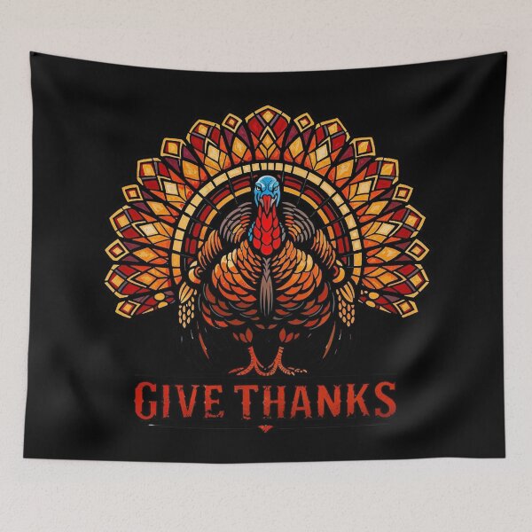 Item preview, Stained Glass Turkey Give Thanks - Thanksgiving Autumn Mosaic Art designed and sold by LSphere Art.