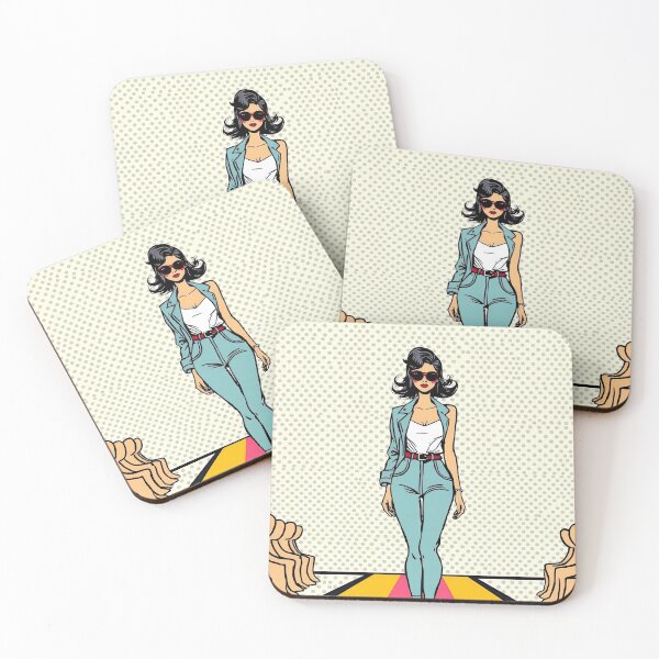 Item preview, Retro Pop Fashion Runway Woman with Polka Dot Backdrop designed and sold by Alma47.