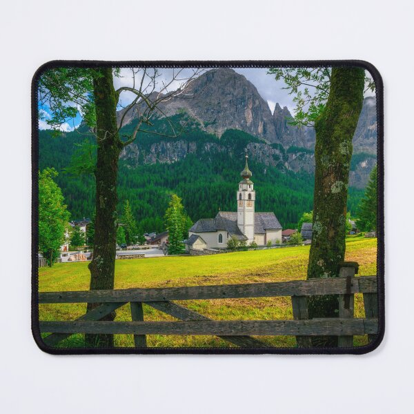 Item preview, Colfosco village church at sunset, Dolomites, South Tyrol, Italy designed and sold by Stefano Orazzini.