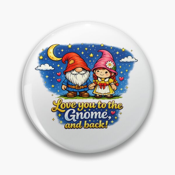 Item preview, Love You to the Gnome and Back – Whimsical Gnome Couple Under Moon and Stars designed and sold by Moriarty's Digital Visions.