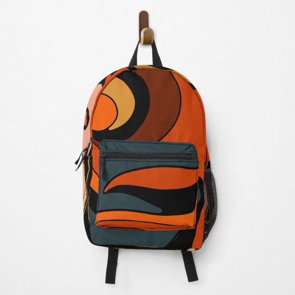 Item preview, Abstract Interlocking Shapes Orange Blue Geometric Pattern Bold Black Outline designed and sold by Jacob Hokanson.