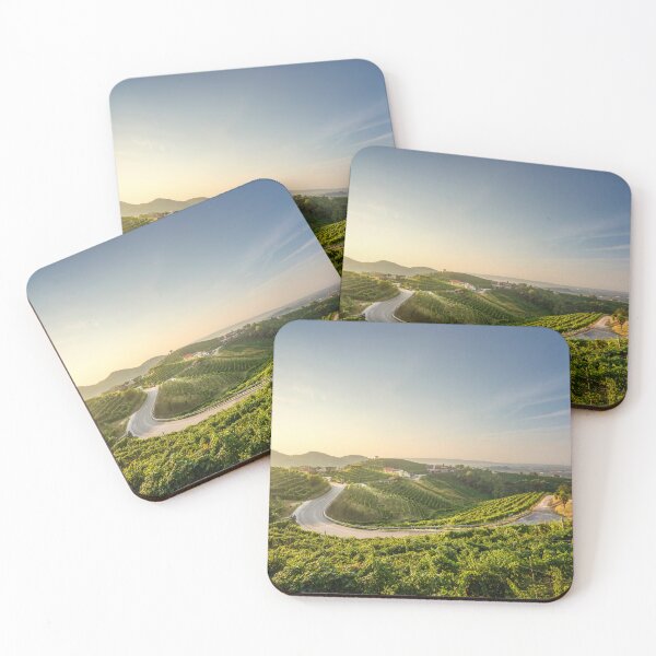 Item preview, Vineyards and a road at sunrise, landscape in the Prosecco Hills, Italy designed and sold by Stefano Orazzini.