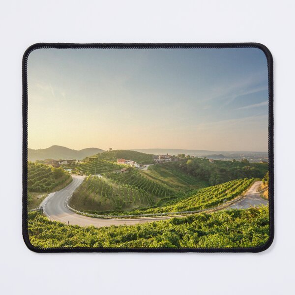 Item preview, Vineyards and a road at sunrise, landscape in the Prosecco Hills, Italy designed and sold by Stefano Orazzini.