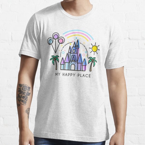 My Happy Place Vector Art Illustration. Magic Princess Castle World. Florida theme park land. Essential T-Shirt