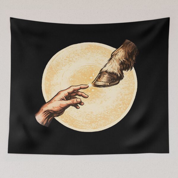 Item preview, Creation Of Adam Parody Horse Hoof Equestrian Art designed and sold by DrawHandArt.