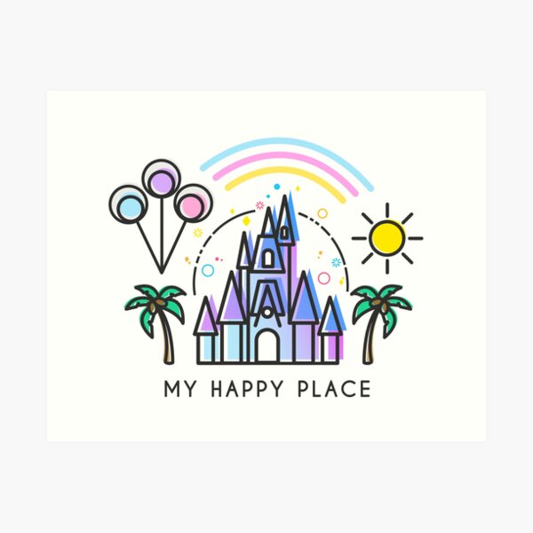 Meet me at my Happy Place Vector Orlando Theme Park Illustration Design  Art Print for Sale by tachadesigns