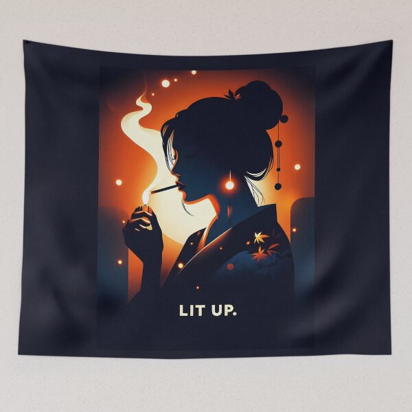 Item preview, Mystical Geisha in Glow - "Lit Up" Smoking Art. designed and sold by Spark2Seduction.