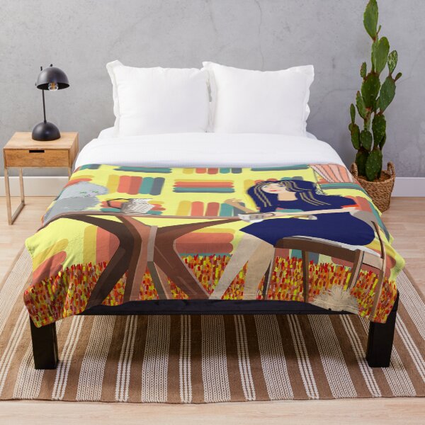 Item preview, Cozy Café Companions: Woman with Cat and Dog in Vibrant Retro Setting designed and sold by MidModMagic.