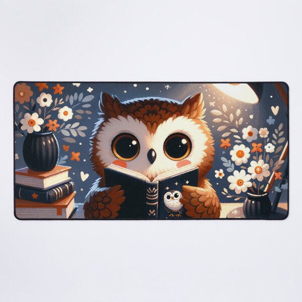 Item preview, Cute Reading Owl Illustration – Cozy Night Owl with Book, Moonlight Study Aesthetic, Kawaii Owl Art designed and sold by HappySproutArt.