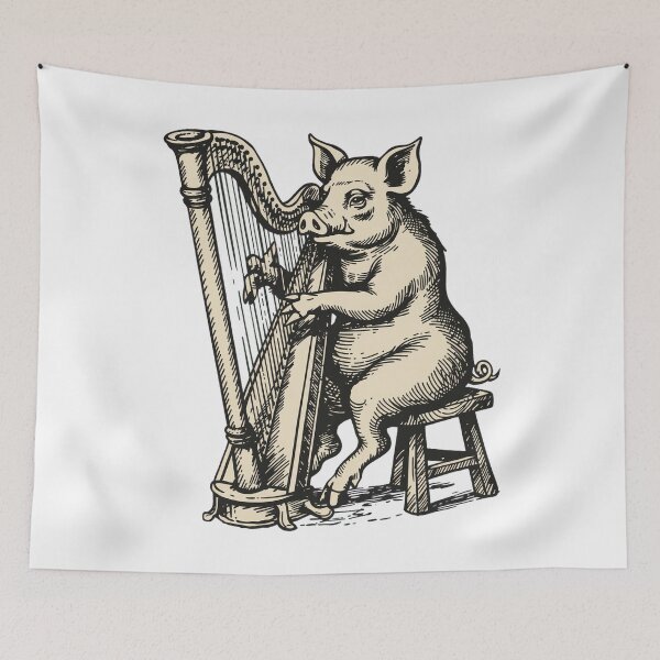 Item preview, Pig Playing Harp Medieval Drollery designed and sold by SignumShop.