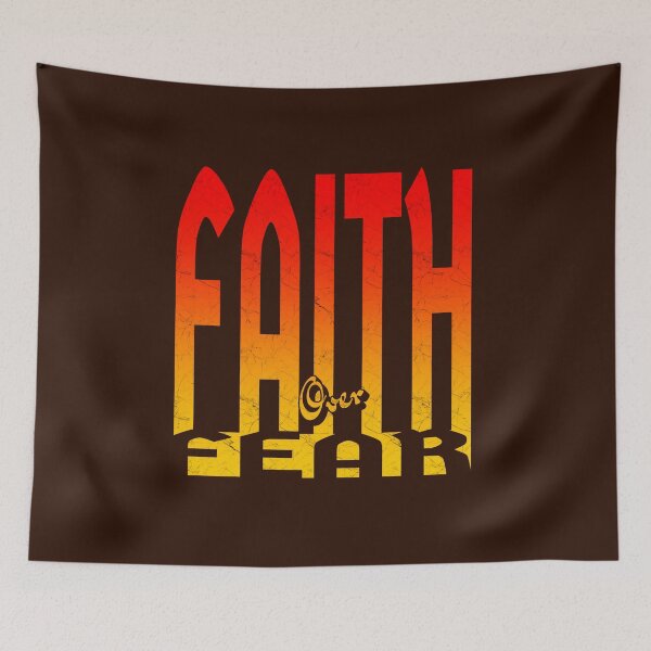 Item preview, Faith over fear| Minimal Christian Typographic Negative space 2 Timothy 1:7 Bible Verse art Gradient Red orange Yellow designed and sold by ZechJohnRB.