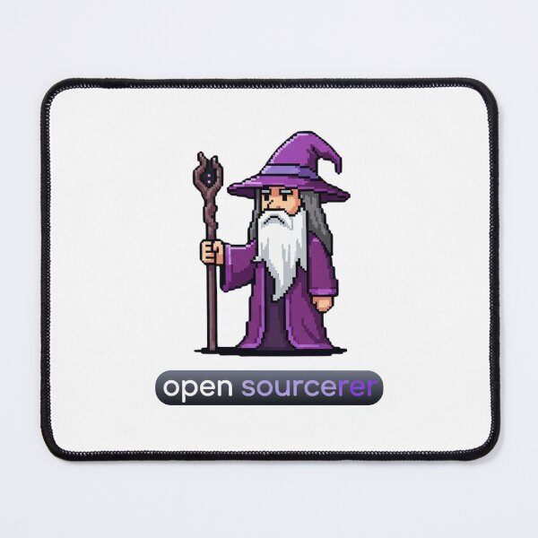 Item preview, Open Sourcerer Pixel Wizard – Funny Open Source Programmer T‑Shirt designed and sold by SheebRock.