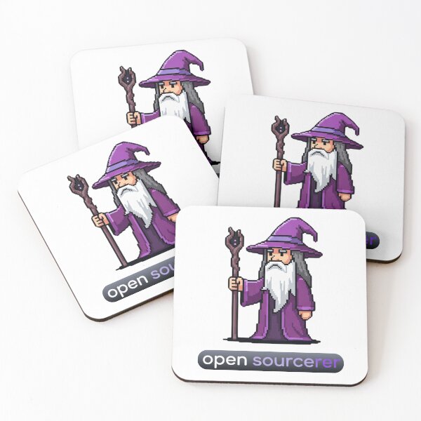 Item preview, Open Sourcerer Pixel Wizard – Funny Open Source Programmer T‑Shirt designed and sold by SheebRock.