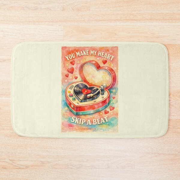 Item preview, You Make My Heart Skip a Beat – Cute Watercolor Heart Record Player Illustration designed and sold by The Uphaar Store.