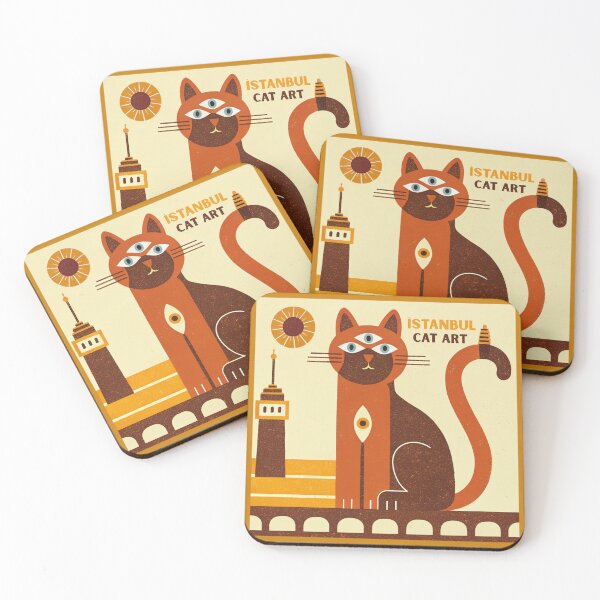 Item preview, Istanbul Cat Art - Mystic Geometric Cat Decor - Turkish Street Cat Illustration  designed and sold by asliberry.