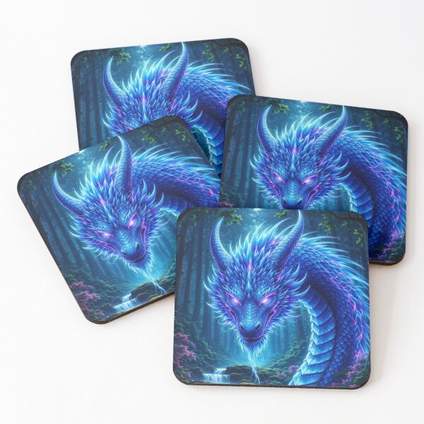 Item preview, Blue Forest Spirit Dragon – Mystical Nature Guardian Fantasy Art designed and sold by DrakariArt.