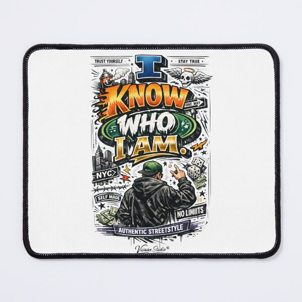 Item preview, I Know Who I Am Authentic Streetstyle Urban Graffiti Typography - Motivational Self Made Streetwear Art by Vivaan Studio designed and sold by Vivaan Studio.