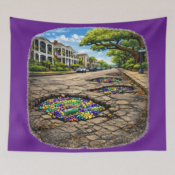 Item preview, New Orleans Potholes Filled with Mardi Gras Beads | Louisiana Street Art designed and sold by Boot Culture.