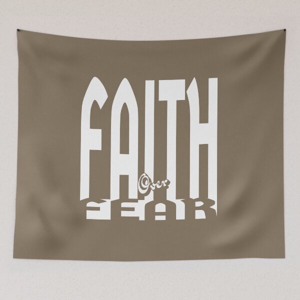 Item preview, Faith over fear| Minimal Christian Typographic Negative space 2 Timothy 1:7 Bible Verse art | White designed and sold by ZechJohnRB.