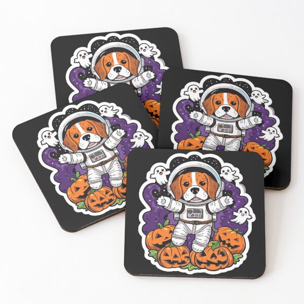 Item preview, Brave Beagle Astronaut Exploring Spooky Cosmic Pumpkin Patch designed and sold by Canine Cosmos.