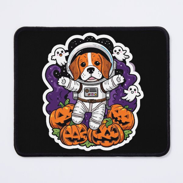 Item preview, Brave Beagle Astronaut Exploring Spooky Cosmic Pumpkin Patch designed and sold by Canine Cosmos.