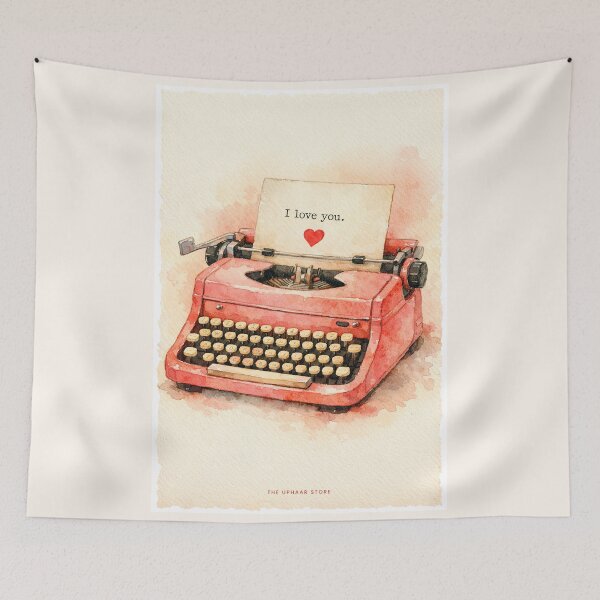 Item preview, I Love You – Romantic Watercolor Vintage Typewriter Love Illustration designed and sold by The Uphaar Store.