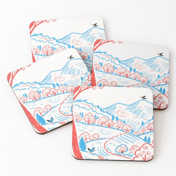 Item preview, Whimsical Mountain Serenity in Crimson and Azure designed and sold by zzz888.