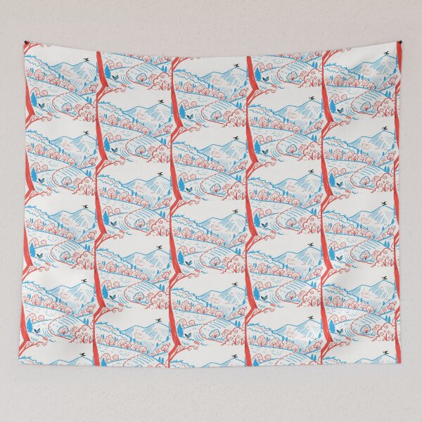 Item preview, Whimsical Mountain Serenity in Crimson and Azure designed and sold by zzz888.