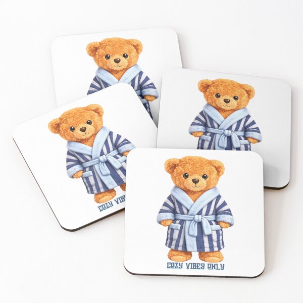 Item preview, Cute Teddy Bear in Blue Striped Bathrobe - Spa Day & Morning Vibes designed and sold by CuteBear87.