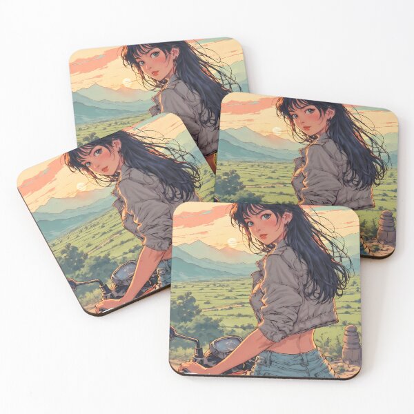 Item preview, The Highland Rider - Retro Anime Girl and Motorcycle in Phonsavan designed and sold by JacksoonLester.