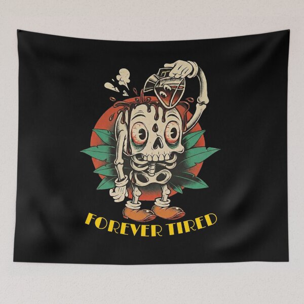 Item preview, Forever Tired - Funny Vintage Skeleton Coffee Cartoon designed and sold by STARLIGHTS.