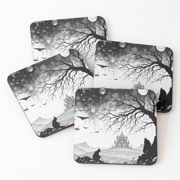 Item preview, Moonlit Gothic Landscape with Cloaked Figures and Cathedral designed and sold by Alma47.