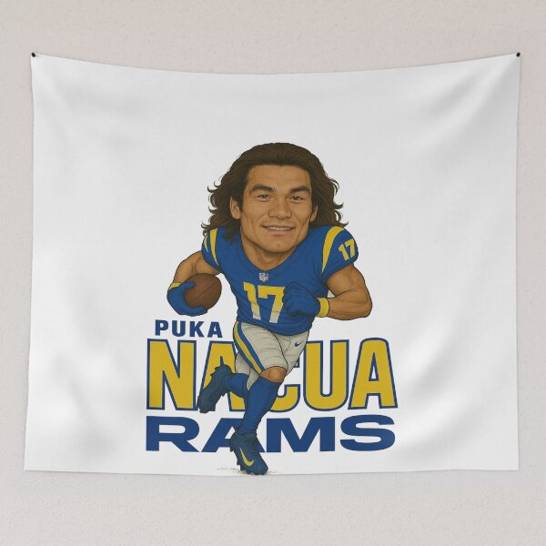 Item preview, Puka Nacua Rams #17 Caricature Art designed and sold by TheArtOfCar.