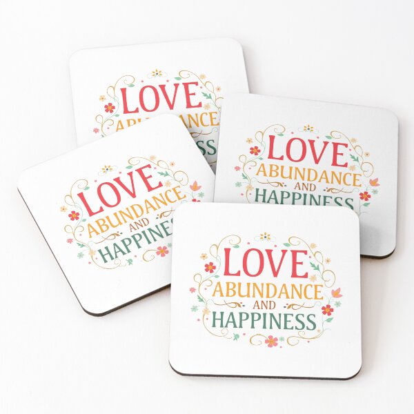 Item preview, Love Abundance and Happiness Floral Typography designed and sold by Posiheal26.
