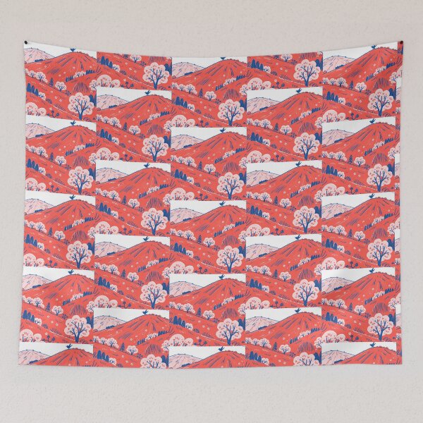 Item preview, Vibrant Songbird on Crimson Blooming Hills designed and sold by zzz888.
