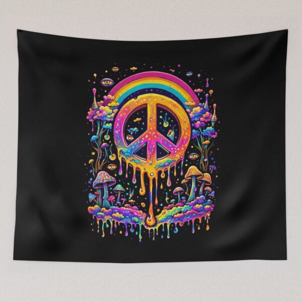 Item preview, Dripping Peace Symbol – Psychedelic Rave Mushroom Art designed and sold by House-of-Roc.