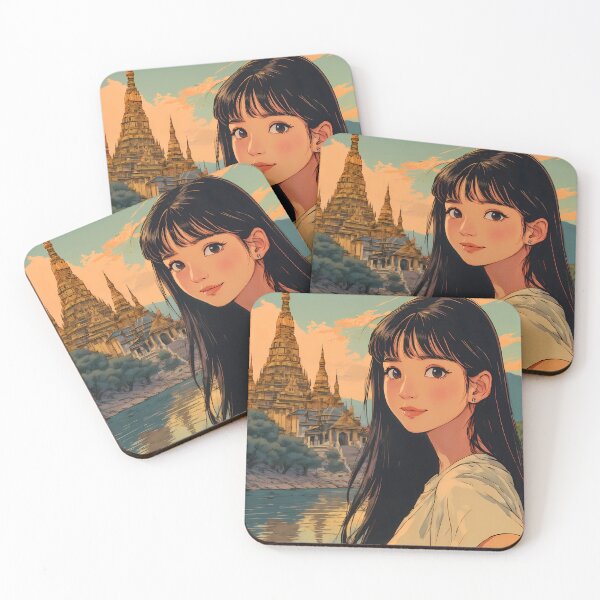 Item preview, Golden Temple Selfie - 90s Retro Anime Girl Travel Diary designed and sold by JacksoonLester.