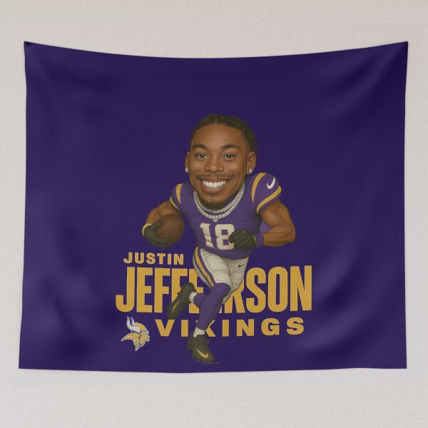 Item preview, Justin Jefferson Vikings #18 Caricature Art designed and sold by TheArtOfCar.
