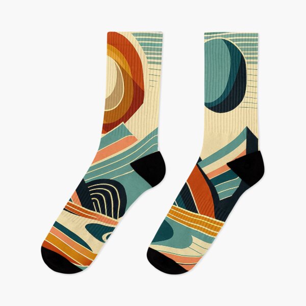 Item preview, Geometric Mountains with Twin Suns and River designed and sold by InkSmithery.