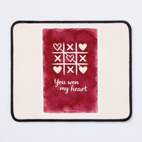 Item preview, You Won My Heart – Romantic Watercolor Tic Tac Toe Love Illustration designed and sold by The Uphaar Store.