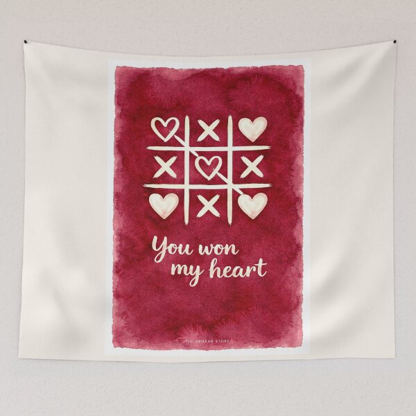 Item preview, You Won My Heart – Romantic Watercolor Tic Tac Toe Love Illustration designed and sold by The Uphaar Store.