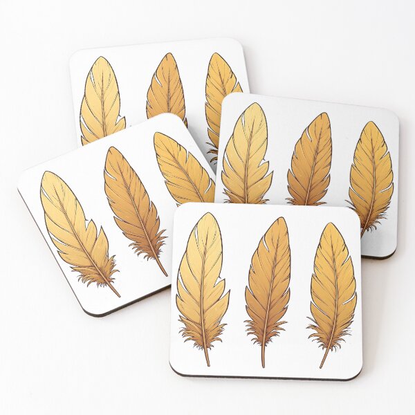 Item preview, Golden Feather Trio – Elegant Boho Nature Illustration designed and sold by Karolina’s Cozy Creations.